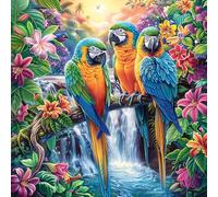 Perroquets in Waterfall Forêt 100 Pieces Casse-tête Expert Confirmé en Carton Haute Densité Épais Très Difficile Anti-Stress Loisir Créatif Cadeau Fête des Pères Premium 28x28cm