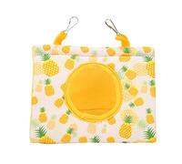 Perrot Hammock Triangle House Bird Nest Lit, Polyester Fleece Fleece Sponge Yellow Pineapple Match, Trou et 2 Crochets pour perroquets Oiseaux Rest Play Sleep Four Seasons (L)