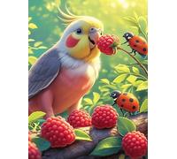 Perruche avec framboises et coccinelles Puzzle 300 Pièces pour Adultes Décoration Intérieure Educa Challenge Créatif Assemblage Amusant Cadeau Unique 300 PCS