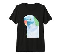 Perruche moustachée à crête Rouge Aquarelle Perroquet Portrait T-Shirt Haut de Gamme