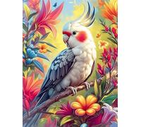 Perruche ondulée avec des roses in A Magical Garden 300 Pièces Puzzle Adulte En Carton Sans Déformation Animal sauvage et animal de compagnie Très Difficile Haute Difficulté Anti-Stress Décoration Mur