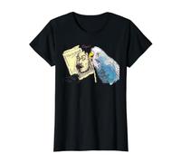 Perruche pour Les Amoureux des Oiseaux - Amusant - À mâcher - Écrit à la Main T-Shirt Graphique avec Valeur, Femme, Noir, XL