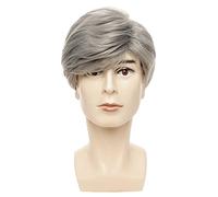 Perruque 10 Pouces Hommes Gris Perruques Courtes Côté Droit Toupet Pour Le Mâle Âgé Haute Température Mâle Postiche Synthétique Perruques Grises Pour Les Femmes