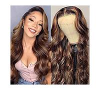 Perruque 13X4/4X4 À Reflets Ondulés - Cheveux Humains - 30,5 À 76,2 Cm - Blond Miel - Transparent Hd - Perruques De Cheveux Humains Ombrés - Gris Pour Femme (13X4 Highlight Wig 16 Inch(40Cm))