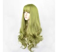 Perruque 24 Pouces Synthétique Vert Noir Cheveux Bouclés Grande Vague Perruques De Cosplay Avec Frange Pour Femmes Fibre Résistante À La Chaleur Cheveux Gris Perruques Pour Femmes (2 24 Pouces)