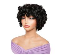 Perruque 250% Loose Wave, Cheveux Humains Indiens Remy, Coupe Courte, 25 Cm, Entièrement Fabriquée À La Machine