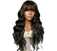 Perruque 30 Pouces, Entièrement Fabriquée À La Machine, Avec Frange, Cheveux Brésiliens Ondulés, Remy Hair