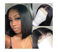 Perruque 4x1 t Partie en dentelle courte bob coiffure humaine 8-16 pouces cheveux raides brésiliens 4x4 bob dentelle de fermeture perruque pré-cueillie à 150% de densité de densité pour femmes (14