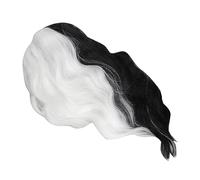 Perruque à cheveux courts noirs et blancs pour femme - Longueur d'épaule - Perruque bouclée de 38 cm