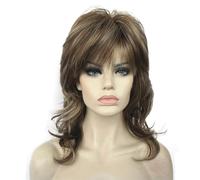 Perruque à cheveux longs et ondulés pour femme Aimole - Perruque synthétique de qualité supérieure avec frange - Longueur des épaules - AB607