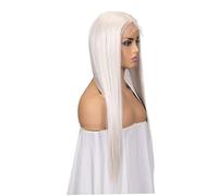 Perruque à cheveux raide pour femmes, longue perruque blonde platine, avant en dentelle pour le carnaval de Noël Halloween Cosplay Party..