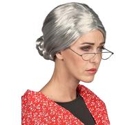 DEGUISE TOI - Perruque à Chignon Grand-mère Femme - Perruque - Taille Unique - Argenté/Gris - Accessoires pour déguisement - - - Carnaval