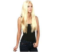 Perruque - adulte - blonde - longue - cheveux raides - avec raie centrée