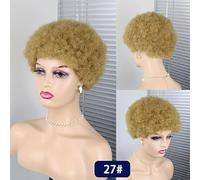 Perruque africaine courte bouclée cheveux humains, perruque Pixie courte bouclée de 6 pouces, perruque synthétique résistante à la chaleur, for usage quotidien de cosplay de fête for femmes.(Gold)