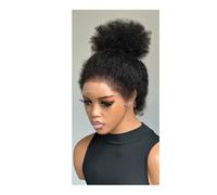 Perruque afro bou 360° en cheveux humains mongols bouclés avec bords 4C, perruque brésilienne transparente HD, densité 150 Postiche Cheveux Femme(20inch)