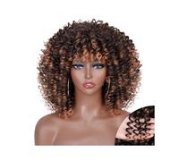 Perruque afro bouclée de 14 pouces avec frange for femmes noires, perruques synthétiques sans colle for une tenue quotidienne. Postiche Cheveux Femme(2-30)