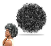 Perruque afro bou pour adulte, coiffure volumineuse gris noir dégradé, accessoire de déguisement pour soirée, fête, carnaval et shooting photo