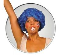 Perruque afro clown bleu cheveux courts boucles adulte unisexe - carnaval Bleu G