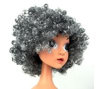 Perruque afro courte noire pour les matchs de football et les fêtes (gris)