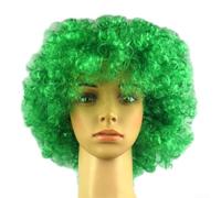 Perruque afro courte noire pour les matchs de football et les fêtes - Vert