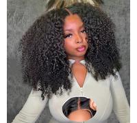 Perruque afro crépue bouclée sans colle de 66 cm, 15,2 x 15,2 cm, perruque bouclée pour femme noire, style sans effort, ligne de cheveux naturelle pré-coupée, fermeture HD, perruque en dentelle pour