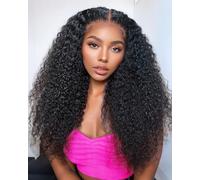 Perruque afro crépue bouclée sans colle de 71,1 cm, 15,2 x 15,2 cm, perruque bouclée pour femme noire, style sans effort, ligne de cheveux naturelle pré-coupée avec fermeture HD pour femme