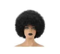 Perruque afro crépue des années 70 for femmes noires, perruque synthétique souple et naturelle, idéale for un usage quotidien ou festif lors d'un costume d'Halloween.(Black)