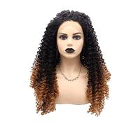Perruque Afro Curly Wig ,Black With Warm Brown Highlights Wig With Bangs For Black Women,Natural For Daily Wear Perruques pour Quotidien Party