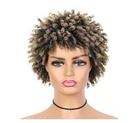 Perruque afro de dames africaines, perruque de perruque dreadlock, perruque bouclée afro moelleuse africaine, perruque tressée bouclée de 6 pouces(Color:Beige brown)
