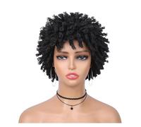 Perruque afro de dames africaines, perruque de perruque dreadlock, perruque bouclée afro moelleuse africaine, perruque tressée bouclée de 6 pouces(Color:Black)