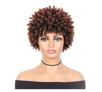 Perruque afro de dames africaines, perruque de perruque dreadlock, perruque bouclée afro moelleuse africaine, perruque tressée bouclée de 6 pouces(Color:Orange brown)