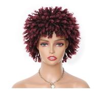 Perruque afro de dames africaines, perruque de perruque dreadlock, perruque bouclée afro moelleuse africaine, perruque tressée bouclée de 6 pouces(Color:Red brown)