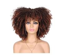 Perruque afro des années 70-80 for femmes noires, perruque synthétique courte et bouclée avec frange, idéale for une tenue de soirée au quotidien. Postiche Cheveux Femme(350)