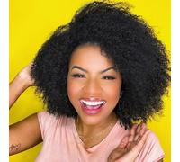 Perruque Afro Femme Perruque Bresilienne Courte Bouclée Afro Femme Vrai Cheveux Naturelle Perruques de Cheveux Humains en Pour Femmes Noires 14 Pouces