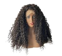 Perruque afro frisée crépue de 61 cm (24 pouces) avec lace front 13x4 for femme, perruque synthétique brun foncé aspect naturel Extensions de cheveux