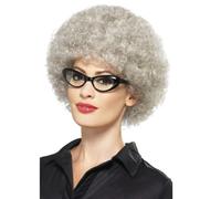 Perruque Afro Grise Pour Adultes Comédie D'Homme Et De Femme Âgés