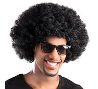 PERRUQUE AFRO GROOVE CHEVEUX BOUCLÉS NOIR ADULTE