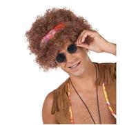 Perruque afro hippie homme - Marron - 130g - Taille Unique