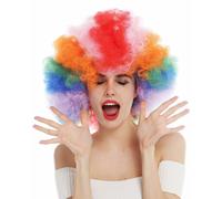 Perruque Afro Hommes Femmes Couleur Arc en Ciel Multicolore XXL Volume Perruque