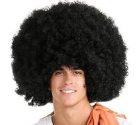Perruque Afro Noire Géante XXL pour Homme & Femme - Perruque Bouclée Ultra Volumineuse Style Années 70 & 80 - Accessoire de Déguisement pour Carnaval, Disco, Funk & Soirées à Thème - Taille Unique