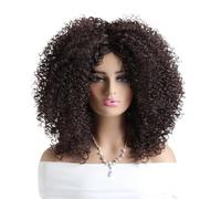 Perruque afro synthétique bou de 12 pouces for femmes noires, environ 280 g/pièce de cheveux crépus for un usage quotidien en cosplay Effet naturel et Volumineux(Dark Brown)