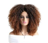 Perruque afro synthétique bou de 12 pouces for femmes noires, environ 280 g/pièce de cheveux crépus for un usage quotidien en cosplay Effet naturel et Volumineux(Gradient Brown)