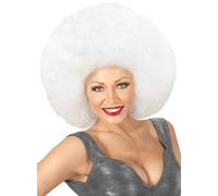 Perruque afro XXL blanche - Perruque disco amusante pour femmes et hommes