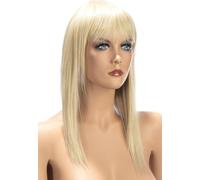 World Wigs Perruque Mi-Longue Blonde Effilée avec Frange