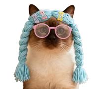Perruque amusante pour animal de compagnie - Postiche de costume de chat, ensemble de lunettes insolites | Ensemble d'accessoires ludiques pour félins et chapeaux d'oreille avec kit de vêtements avec