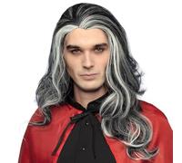 perruque vampire cheveux long mèches blanc homme - 86083