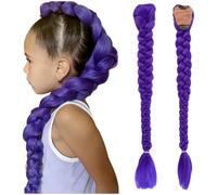 Perruque Anime, 66cm Tresses Violettes Accessoires de Cosplay Réalistes pour Cosplay, Cheveux Tressés Violets En Fibre Synthétique pour Costume D'anime de Noël Et Du Nouvel An (C)