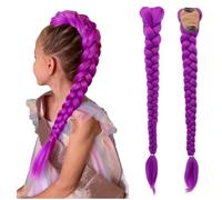 Perruque Anime, 66cm Tresses Violettes Accessoires de Cosplay Réalistes pour Cosplay, Cheveux Tressés Violets En Fibre Synthétique pour Costume D'anime de Noël Et Du Nouvel An (D)