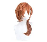 Perruque Anime Cosplay Bungou Stray Dogs Cosplay Chuuya Nakahara - Courte - Marron dégradé - 55 cm de long - Cheveux bouclés - Résistant à la chaleur - Halloween - Jeu de rôle (NEVSTPFW)