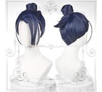 Perruque Anime Cosplay Fire Emblem ThreeHouses Felix Cosplay Perruques Cheveux Synthétiques Bleu Chignon Marine Frange Conseils Beauté Halloween Jeu de Rôle + Bonnet de Perruque Chine Bleu Marine